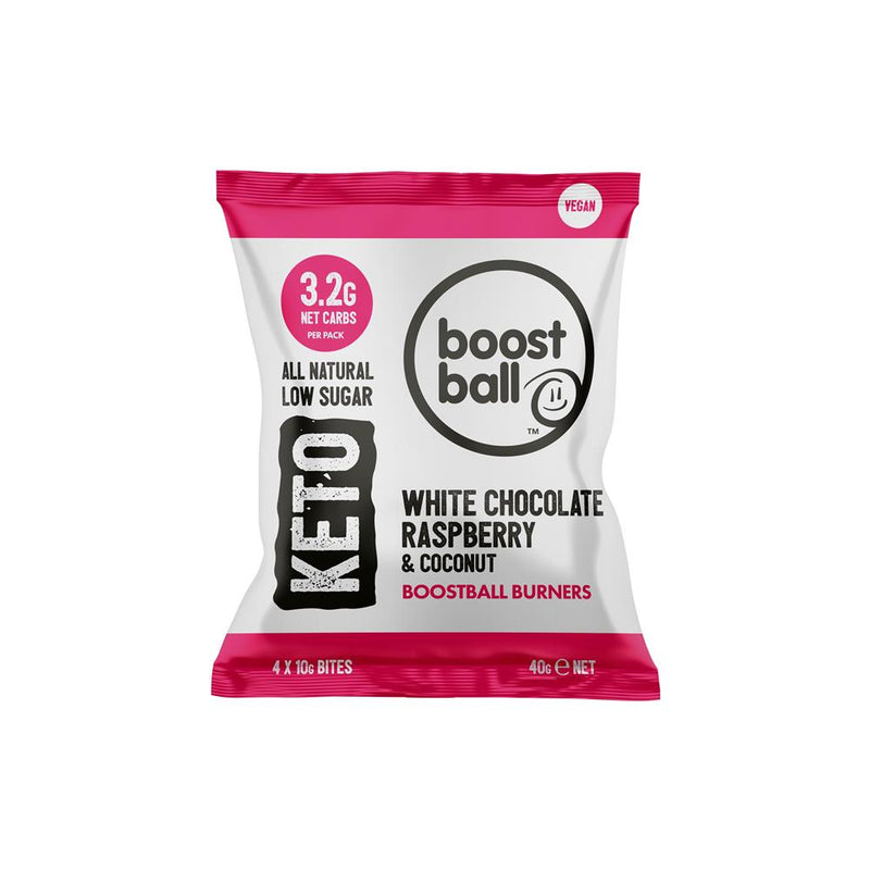 Keto White Chocolate & Raspberry Boostball Burners 40g