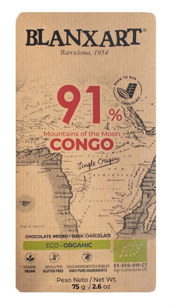 BLANXART Premium Organic & Vegan 91% CONGO 75g