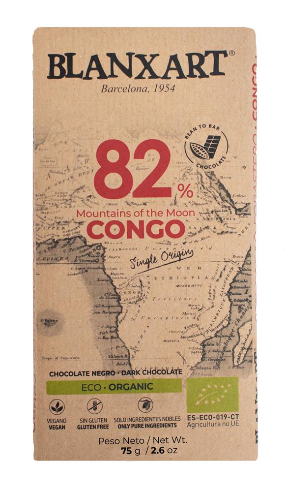 BLANXART Premium Organic & Vegan 82% CONGO Chocolate Bar 75g