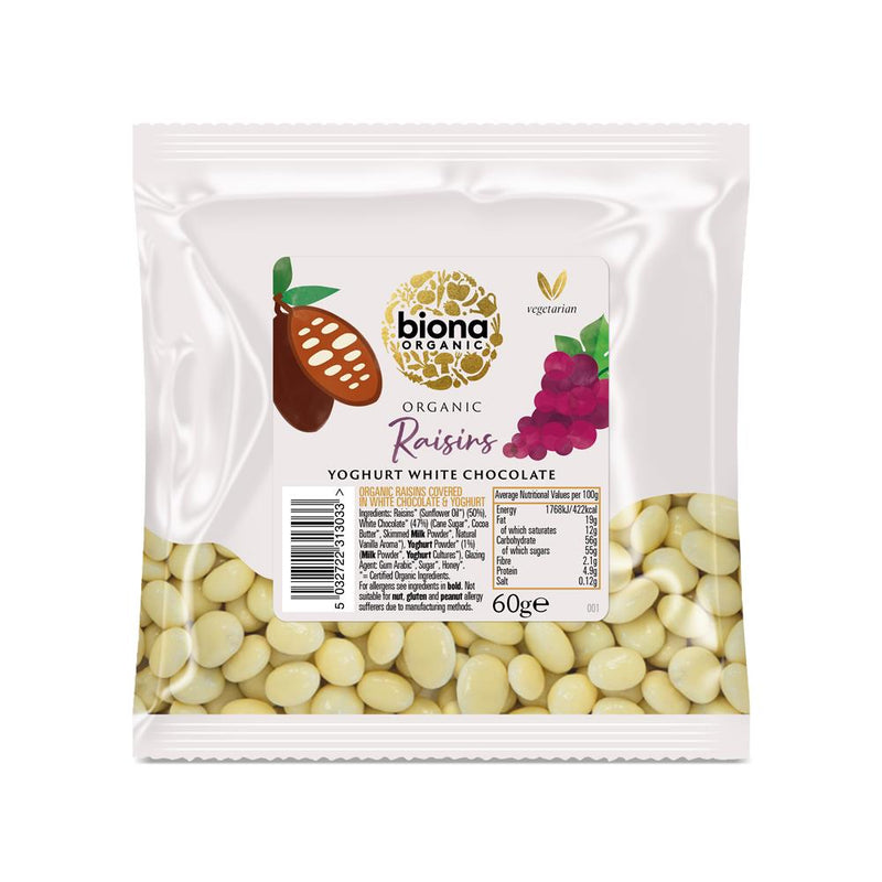 Yogurt/White Chocolate covered Raisins Organic 60g