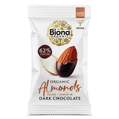 Biona Organic Dark Chocolate Roasted Almonds 30g