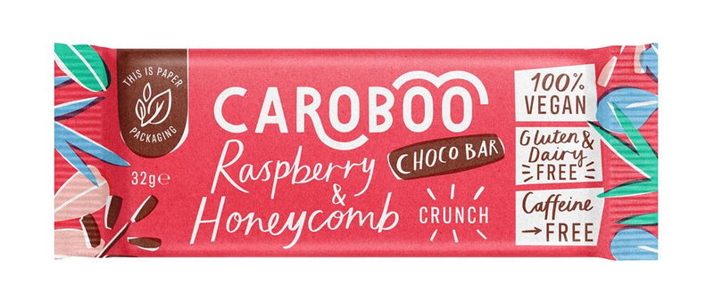 Caroboo Raspberry & Honeycomb Crunch Carob Bars 32g