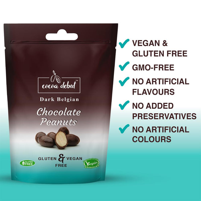 Vegan & Gluten Free Dark Belgian Chocolate Peanuts 45g