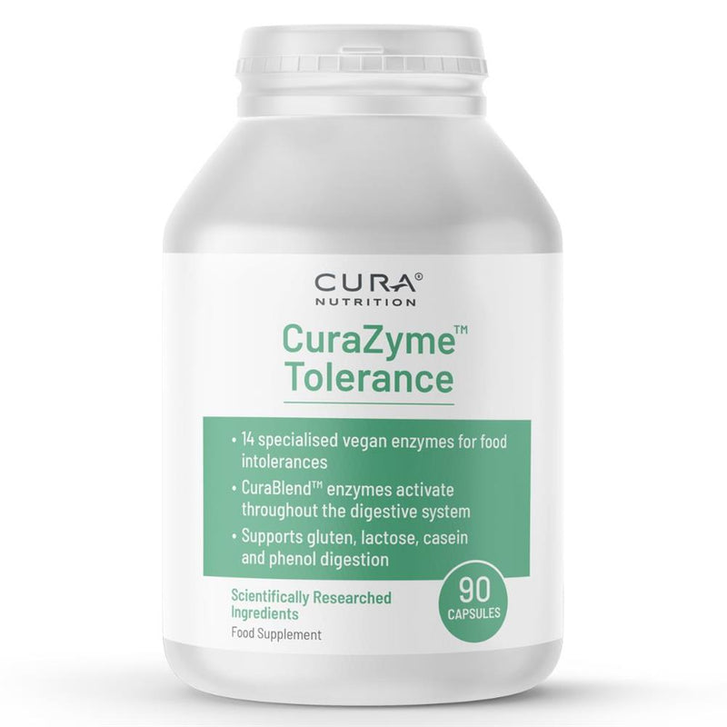 CuraZyme Tolerance is a vegan enzyme blend for food intolerances.