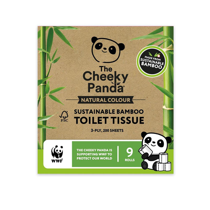 The Cheeky Panda Natural Colour Bamboo Toilet Tissue 9 Rolls