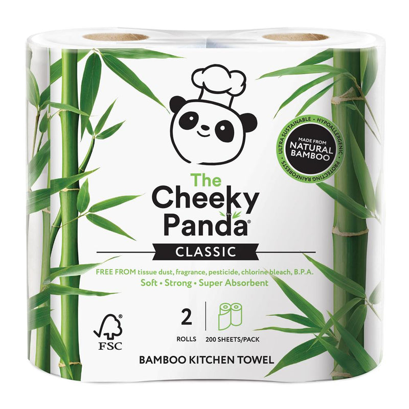 100% bamboo kitchen towel 2 rolls; 200 sheets per pack