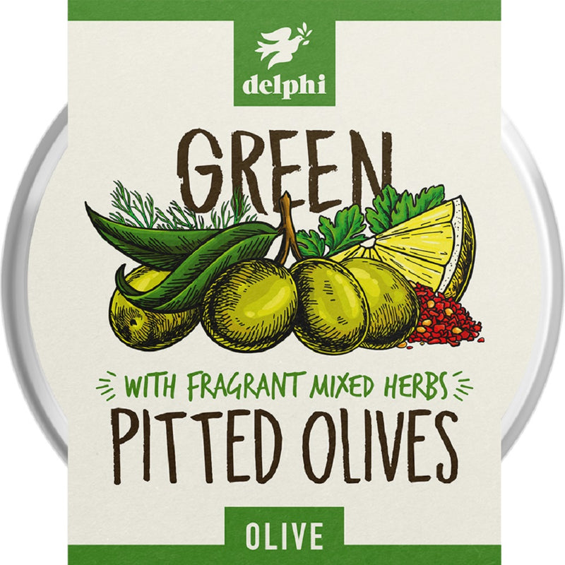 Green Pitted Olives with Herbs 160g