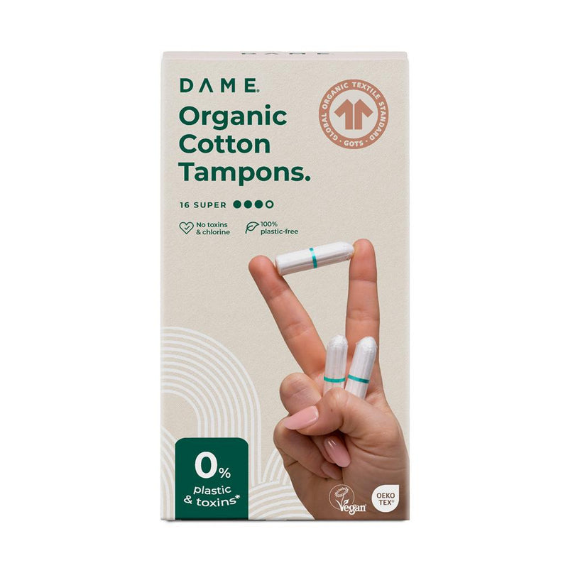 DAME Organic Cotton Super Tampons 16 Pack