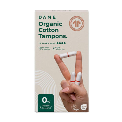 DAME Organic Cotton Super+ Tampons 16 Pack