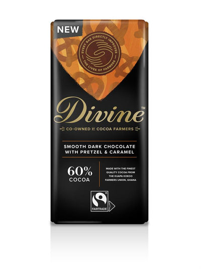 Fairtrade Dark Chocolate with Pretzel Pieces & Caramel 90g