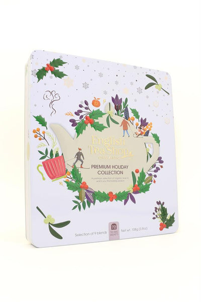 Premium Holiday Collection White Gift Tin - 72 Tea Pyramid Bags