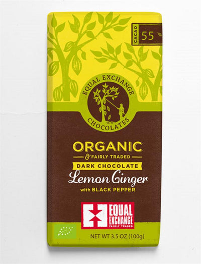 Organic, Fair Trade Lemon, Ginger & Pepper Chocolate (55%)