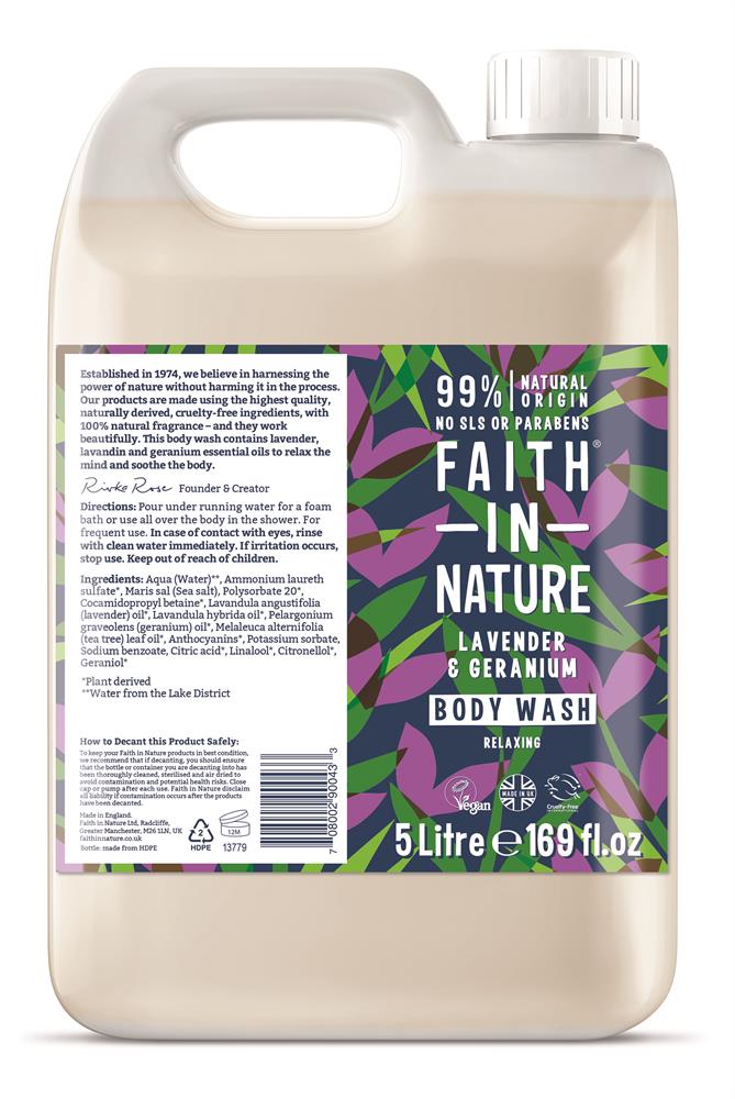 Faith in Nature Lavender & Geranium Body Wash 5 Litre