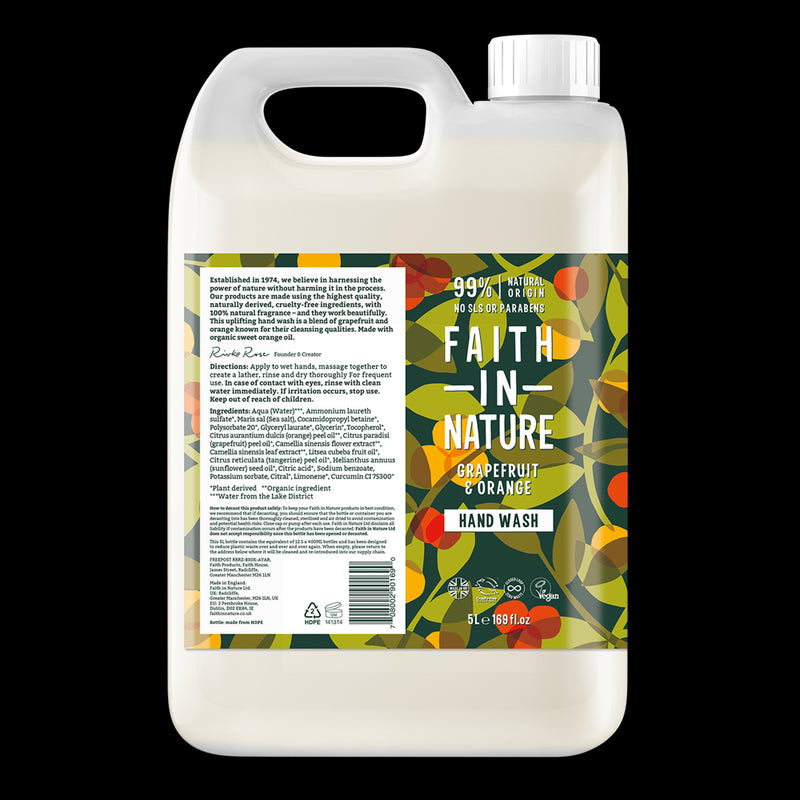 Faith in Nature Grapefruit & Orange Hand Wash 5 Litre