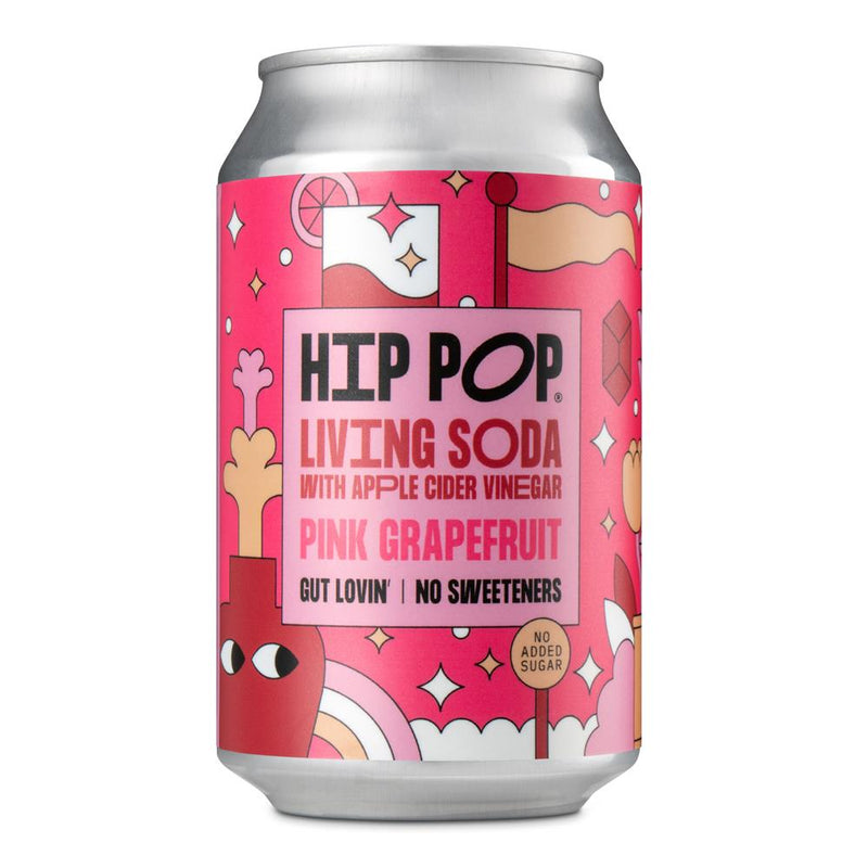 Hip Pop Living Soda Pink Grapefruit 330 ml (case of 12 cans)