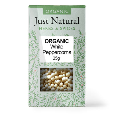 Organic White Peppercorns (Box) 25g