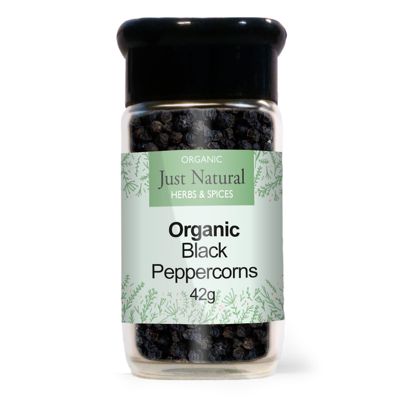 Organic Black Peppercorns (Glass Jar) 50g