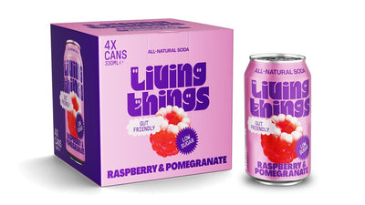 Living Things Raspberry & Pomegranate Pre + Probiotic Soda