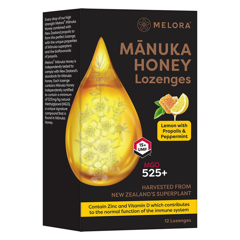 Manuka Honey 525 MGO Lemon and Propolis 12 Lozenges