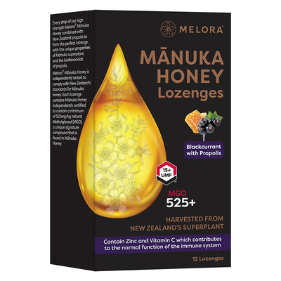 Manuka Honey 525 MGO Blackcurrant and Propolis 12 Lozenges