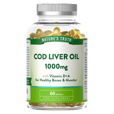 Cod Liver Oil 1000mg w/ Vitamin D+A  60 Softgels