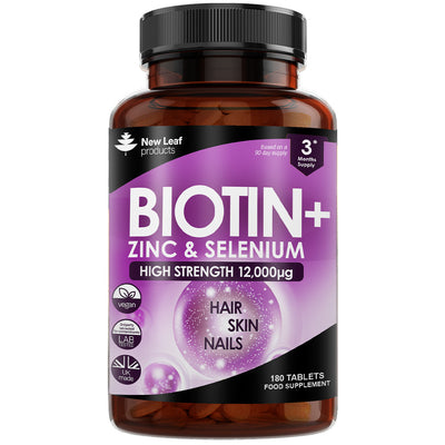 Biotin + Zinc & Selenium 12000ug 180 Vegan Tablets