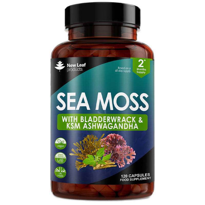 Sea Moss + Bladderwrack & KSM Ashwagandha 120 Vegan Capsules