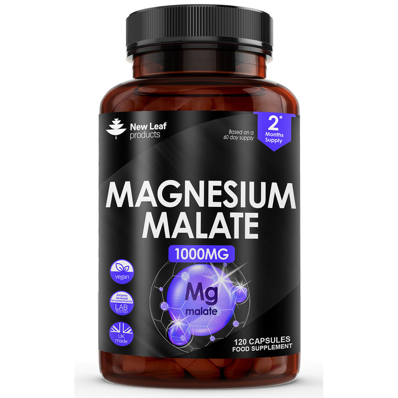 Magnesium Malate 1000mg Elemental 150mg 120 Vegan Capsules