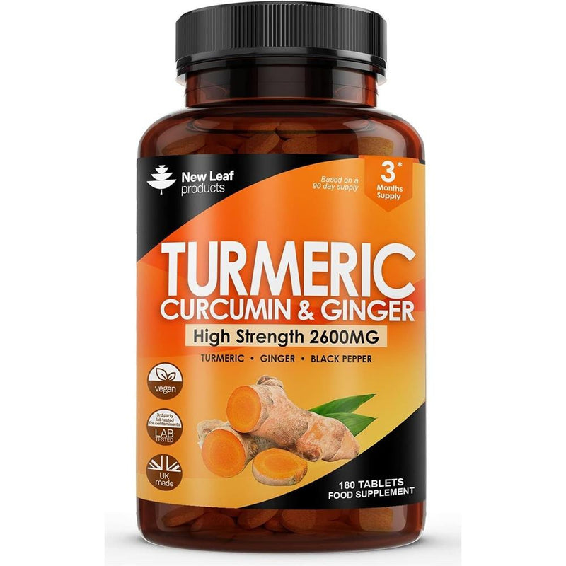 Turmeric Supplements 2600mg Ginger & Black Pepper 120 Vegan