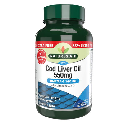 Cod Liver Oil - One-a-day - 550mg - 33% EXTRA FILL