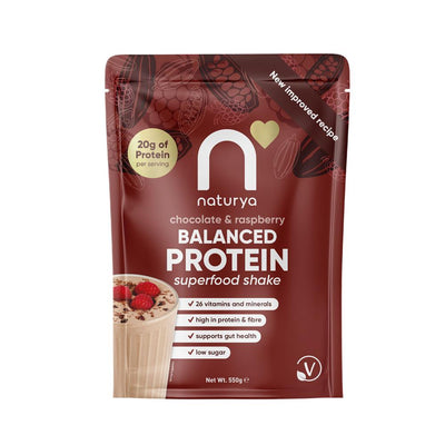 Naturya Balanced Protein Superfood Shake Choc & Raspberry 550g