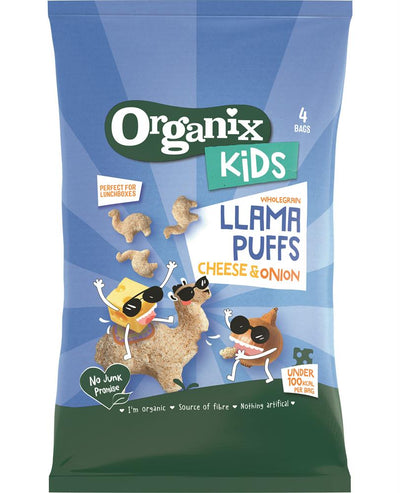 Organix KIDS Wholegrain Llama Puffs - Cheese & Onion (4 x 12g)