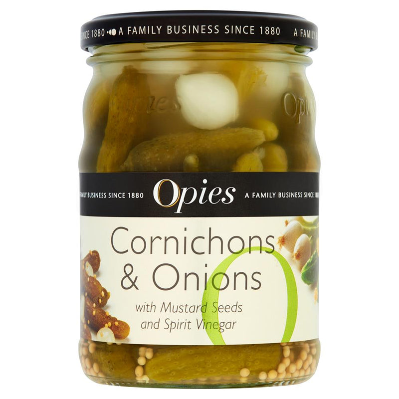 Opies Cornichons & Onions with Mustard Seeds 350g