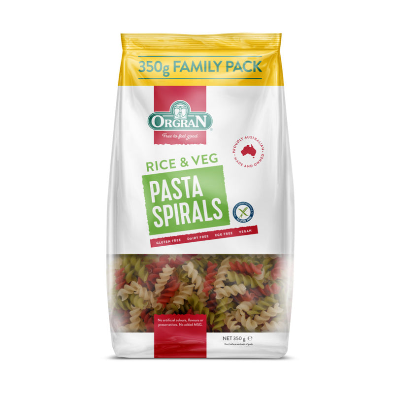 Orgran Vegetable Rice Spirals Pasta 350g