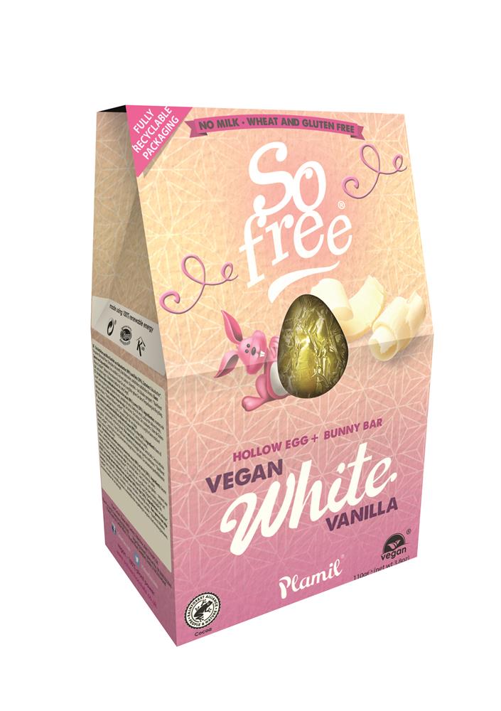 So Free Vegan White Vanilla Hollow Egg with Bunny Bar 110g