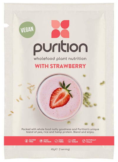 Purition Vegan Wholefood Nutrition with protein, Strawberry 40g