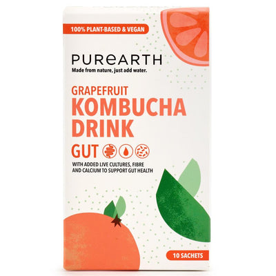 Purearth Gut Kombucha Drink Powder 10x5g sachets Vegan Low-Cal Sugar free