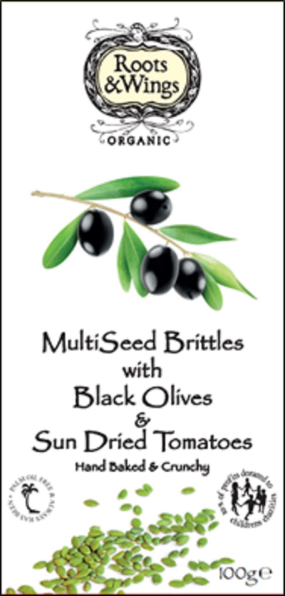 Organic MultiSeed Brittles with Olives & Sundried Tomatoes 100g