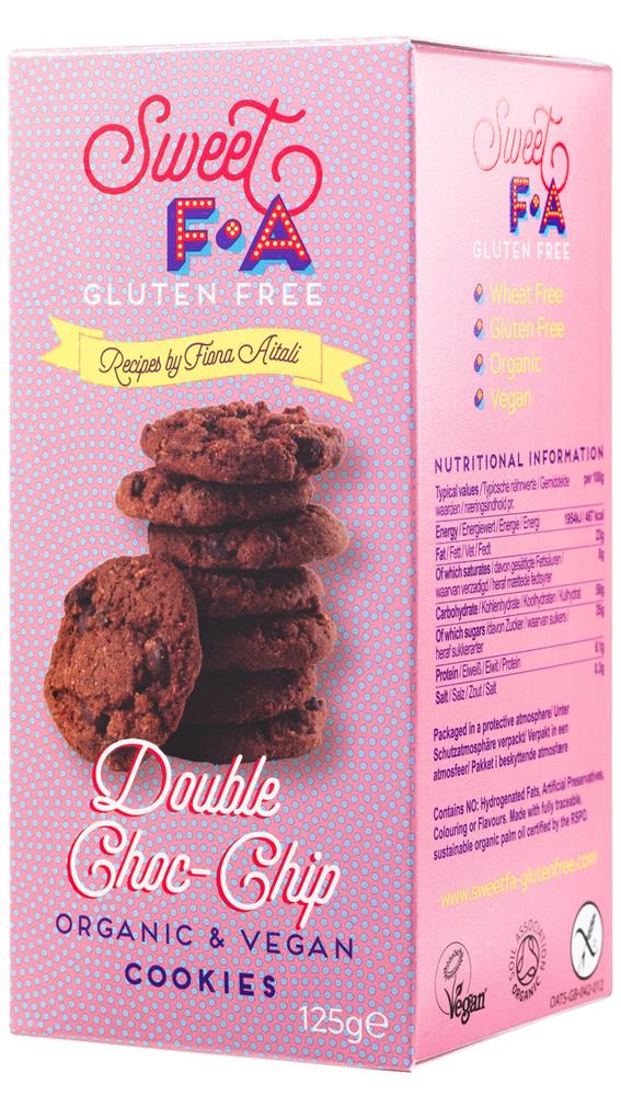 Organic Gluten-free and Vegan Double Chocolate Chip Cookies 125g