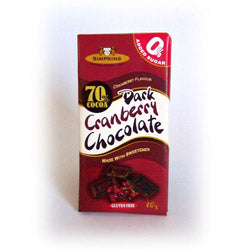 No Added Sugar Dark Chocolate Cranberry Bar 75g