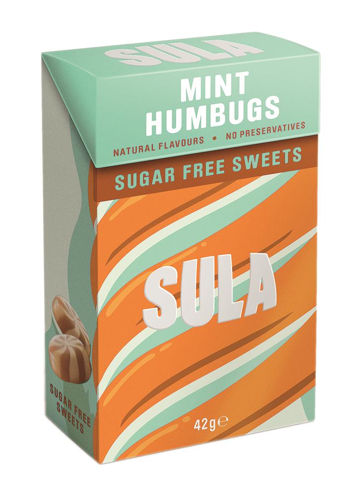 Sula Mint Humbugs Sweets Sugar Free 42g