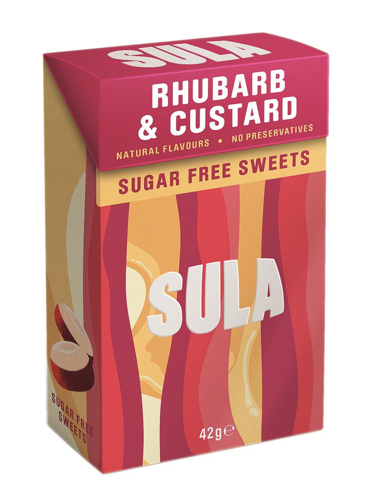 Sula Rhubarb & Custard Sweets Sugar Free 42g