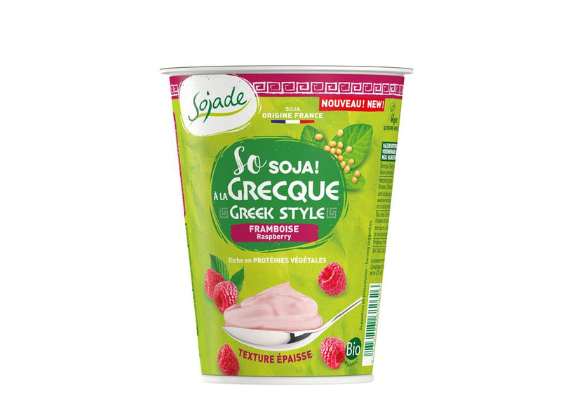 Organic Greek Style Raspberry Soya Yoghurt alternative 400g