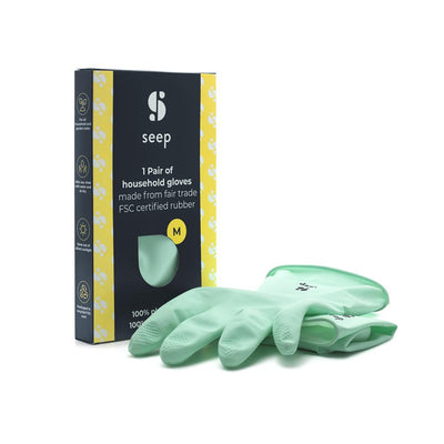 Seep Fair Trade FSC-cert Rubber Gloves Turquoise Size M 1 pair