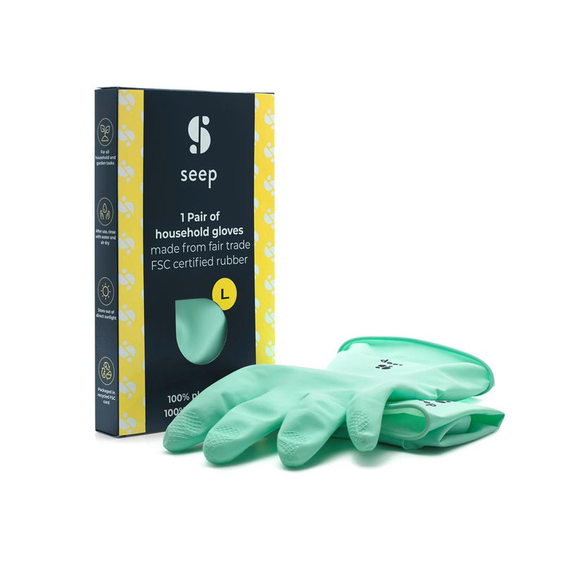 Seep Fair Trade FSC-certified Rubber Gloves Turquoise Large