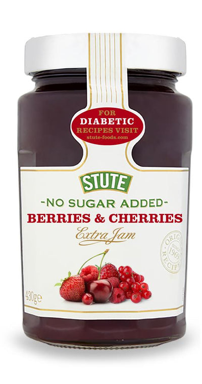 Stute No Sugar Added Berries & Cherries Jam 430g