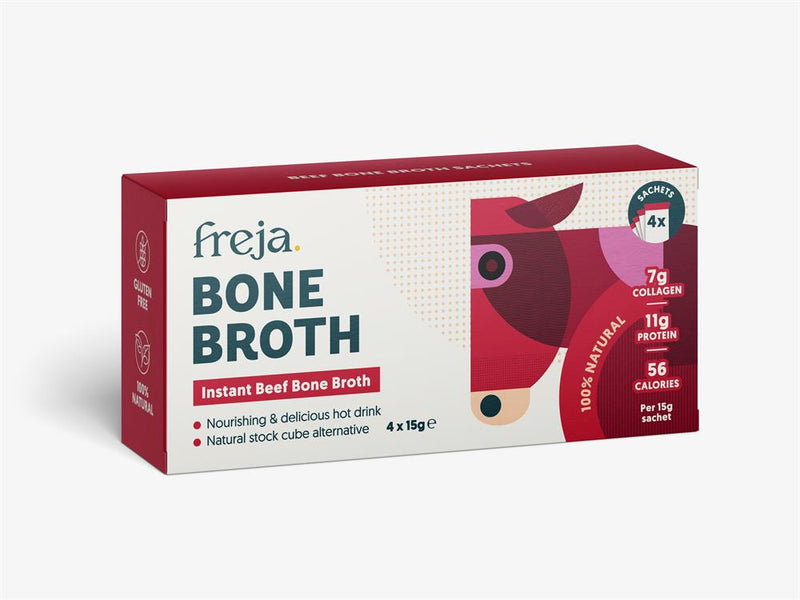 Freja Instant Bone Broth box of 4 x 15g Sachet - Beef