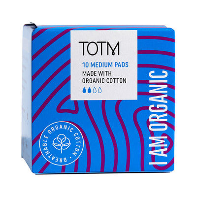 TOTM Organic Pads - Medium Flow With Wings 10 Per Box Case of 8