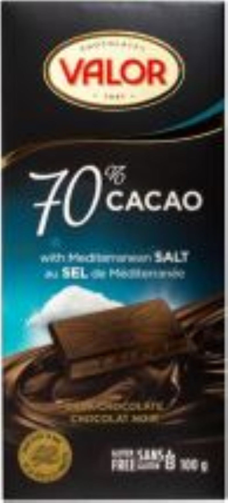 Valor 70% Dark Chocolate With Mediterranean Sea Salt 100g