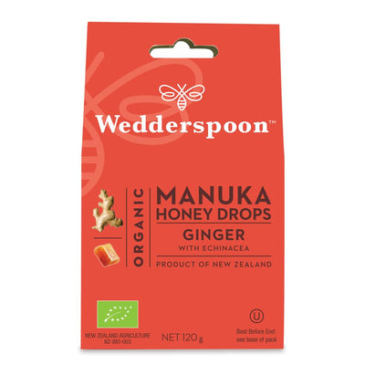 Organic Manuka Honey KFactor Drops Ginger with Echinacea 120g